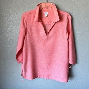 Sigrid Olsen 100% linen popover tunic with bow tie sides